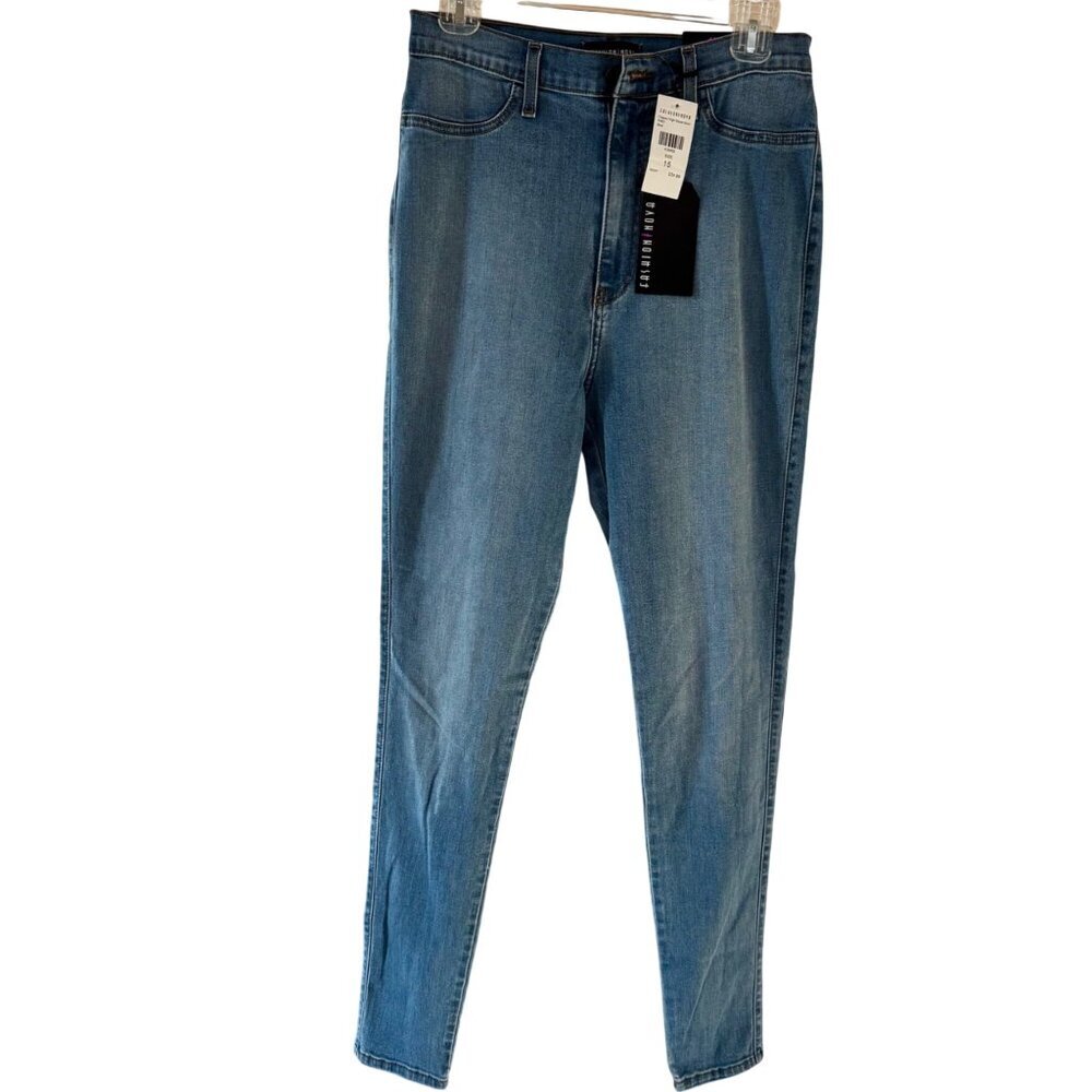 Fashion Nova Classic High Waist Skinny Jeans Size 15 W31 Medium Wash Denim NEW